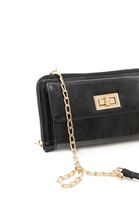 Women Black Crocodile Textured Phone Bag