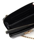 Women Black Crocodile Textured Phone Bag