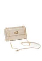 Women Beige Crocodile Textured Phone Bag