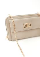 Women Beige Crocodile Textured Phone Bag