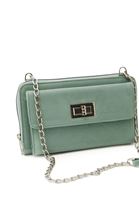 Women Green Crocodile Textured Phone Bag