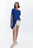 Bayan Mavi Oversize Tişört ( MODAL )