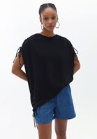 Bayan Siyah Oversize Büzgülü Atlet ( MODAL )