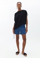 Bayan Siyah Oversize Büzgülü Atlet ( MODAL )