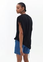 Bayan Siyah Oversize Büzgülü Atlet ( MODAL )