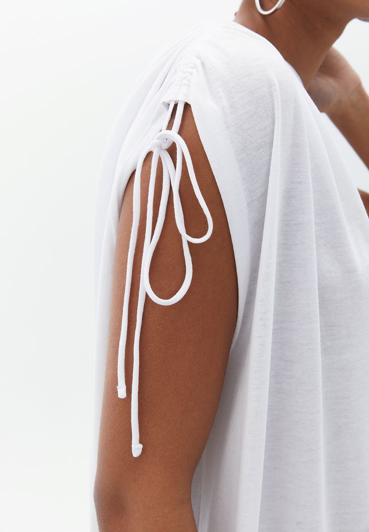 Women White Oversize Gathered Top