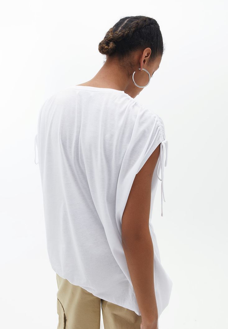 Women White Oversize Gathered Top