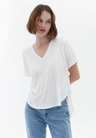 Women Cream V-neck Tshirt