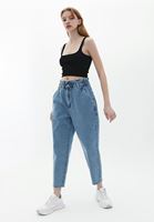 Women Blue High Rise Baggy Fit Pants