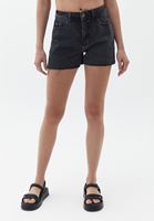 Women Black High Rise Denim Shorts