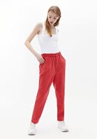 Women Red Ultra High Rise Baggy Fit Pants