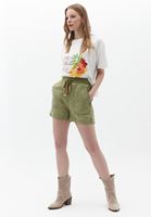 Women Green Mini Shorts with Waist Detail