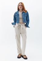 Women Beige Ultra High Rise Straight Fit Cargo Pants