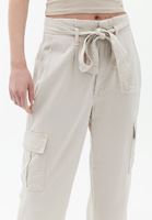 Women Beige Ultra High Rise Straight Fit Cargo Pants