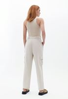 Women Beige Ultra High Rise Straight Fit Cargo Pants