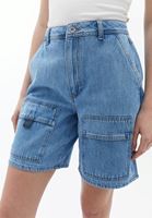 Women Blue Mid Rise Bermuda Shorts