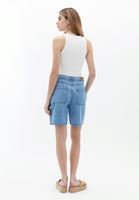 Women Blue Mid Rise Bermuda Shorts