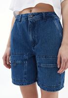 Women Blue Mid Rise Bermuda Shorts