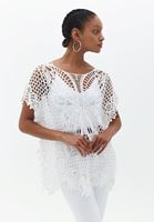 Bayan Beyaz Loose-Fit Ajurlu Bluz