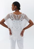 Bayan Beyaz Loose-Fit Ajurlu Bluz