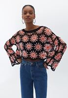 Bayan Çok Renkli Ajurlu Crop Bluz