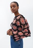 Bayan Çok Renkli Ajurlu Crop Bluz