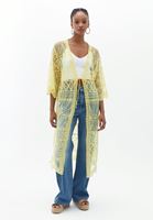 Bayan Sarı Loose-Fit Nakışlı Kimono