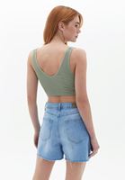 Women Green Jacquard Seamless Crop Top