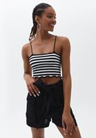 Women Mixed Crop Top with Thin Straps