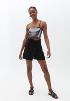 Women Mixed Crop Top with Thin Straps