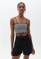 Women Mixed Crop Top with Thin Straps