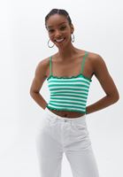 Women Green Crop Top with Thin Straps