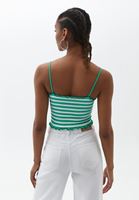 Women Green Crop Top with Thin Straps