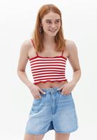 Women Red Crop Top with Thin Straps