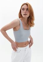 Women Grey Seamless Crop Top