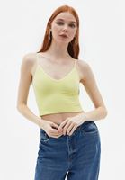 Women Yellow Seamless Crop Top