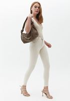 Women Beige V-neck Singlet with Strap Detail