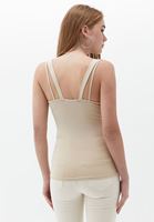 Women Beige V-neck Singlet with Strap Detail