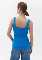 Women Blue Stretch Square Neck Singlet