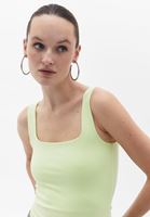 Women Green Stretch Square Neck Singlet