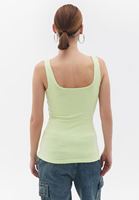 Women Green Stretch Square Neck Singlet