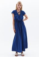 Women Blue Maxi Dress with Gathering Detail