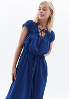 Women Blue Maxi Dress with Gathering Detail