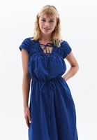 Women Blue Maxi Dress with Gathering Detail