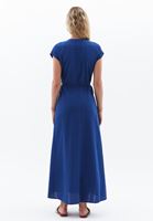 Women Blue Maxi Dress with Gathering Detail