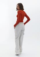 Women Cream Cotton Mid Rise Pants