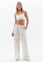 Women Cream Wide Leg Pants with Gather Detail