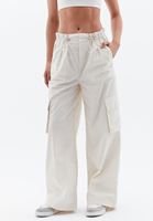 Women Cream Wide Leg Pants with Gather Detail