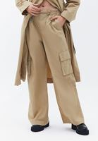 Women Green Wide Leg Pants with Gather Detail