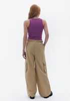 Women Green Wide Leg Pants with Gather Detail